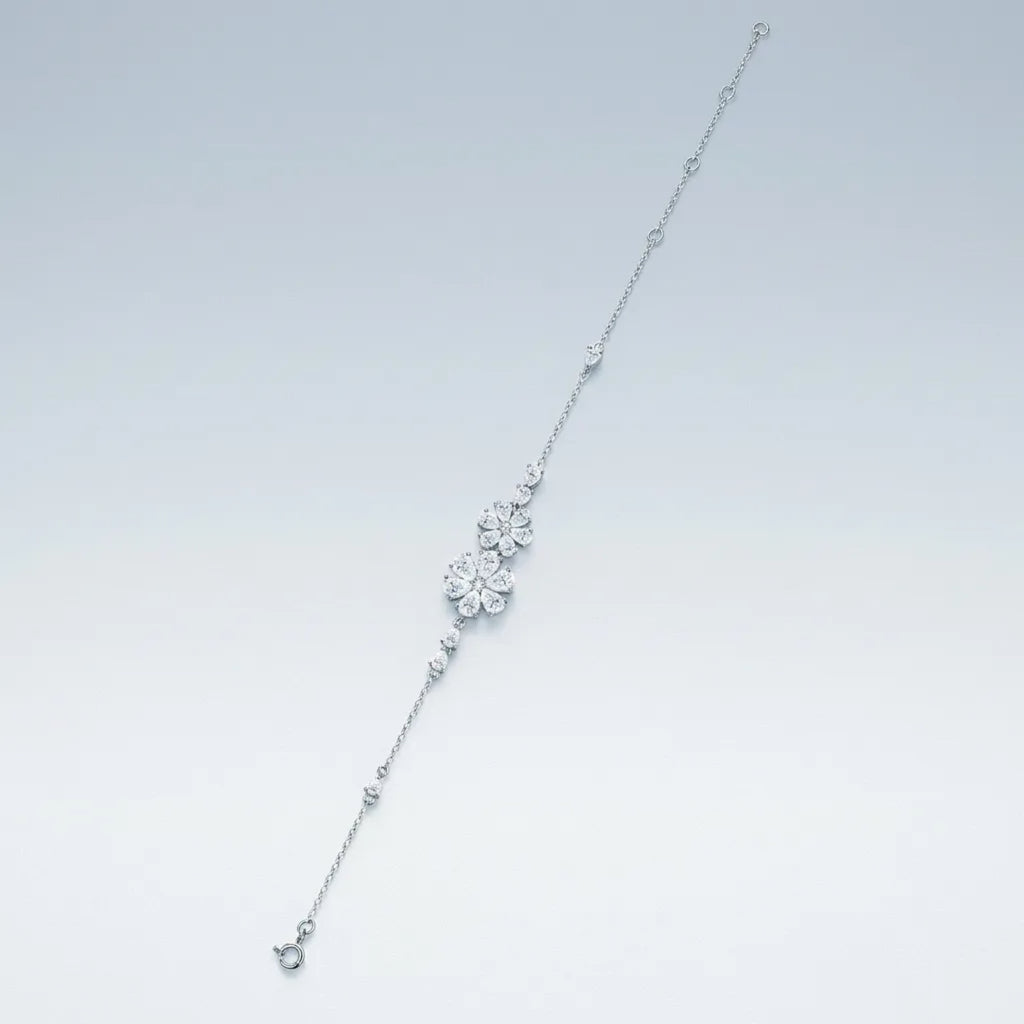 Margherame Moissanite Chain Bracelet in Sterling Silver