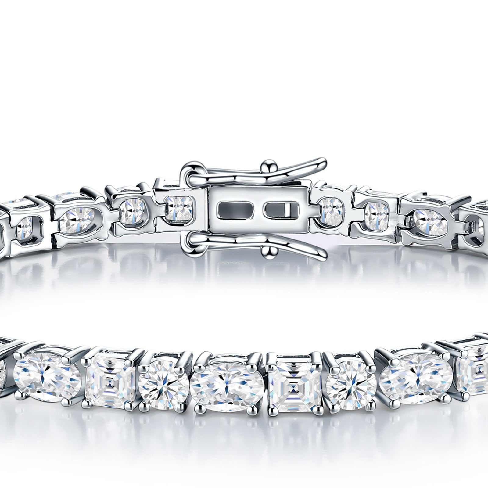 Quadratura Moissanite Tennis Bracelet in Sterling Silver — detail