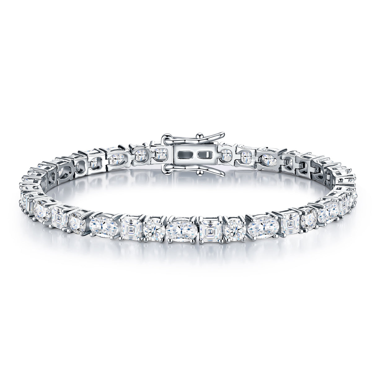 Quadratura Moissanite Tennis Bracelet in Sterling Silver