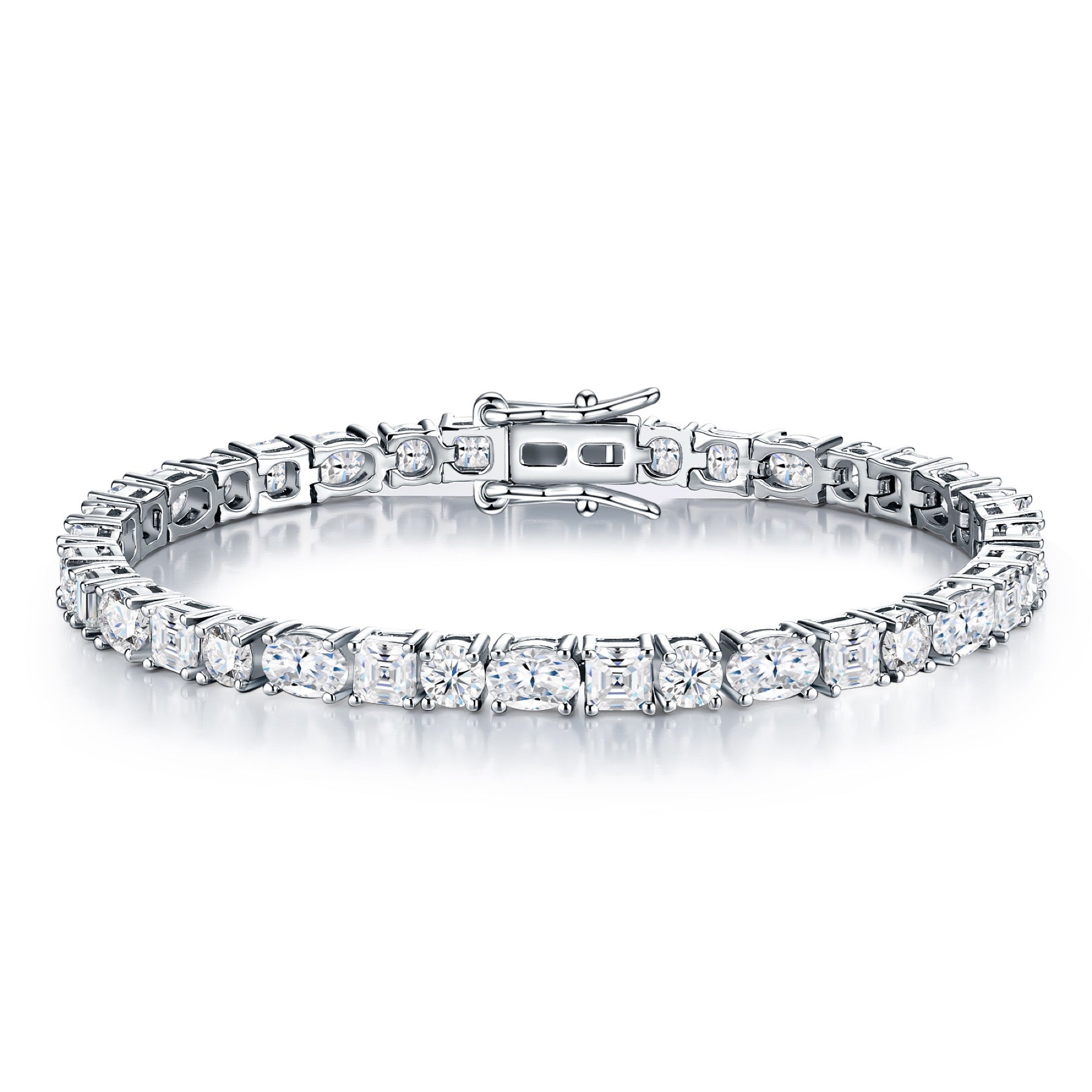 Quadratura Moissanite Tennis Bracelet in Sterling Silver