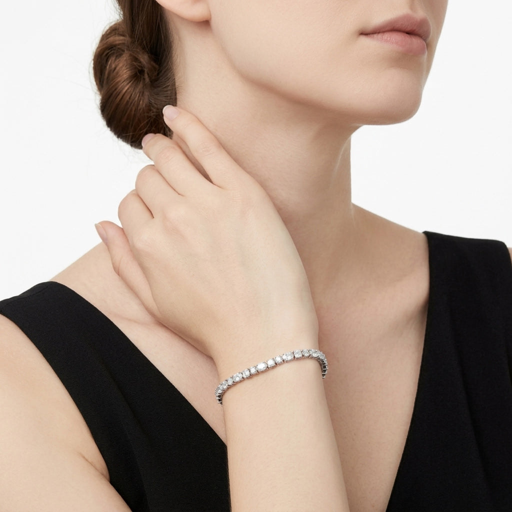 Quadratura Moissanite Tennis Bracelet in Sterling Silver