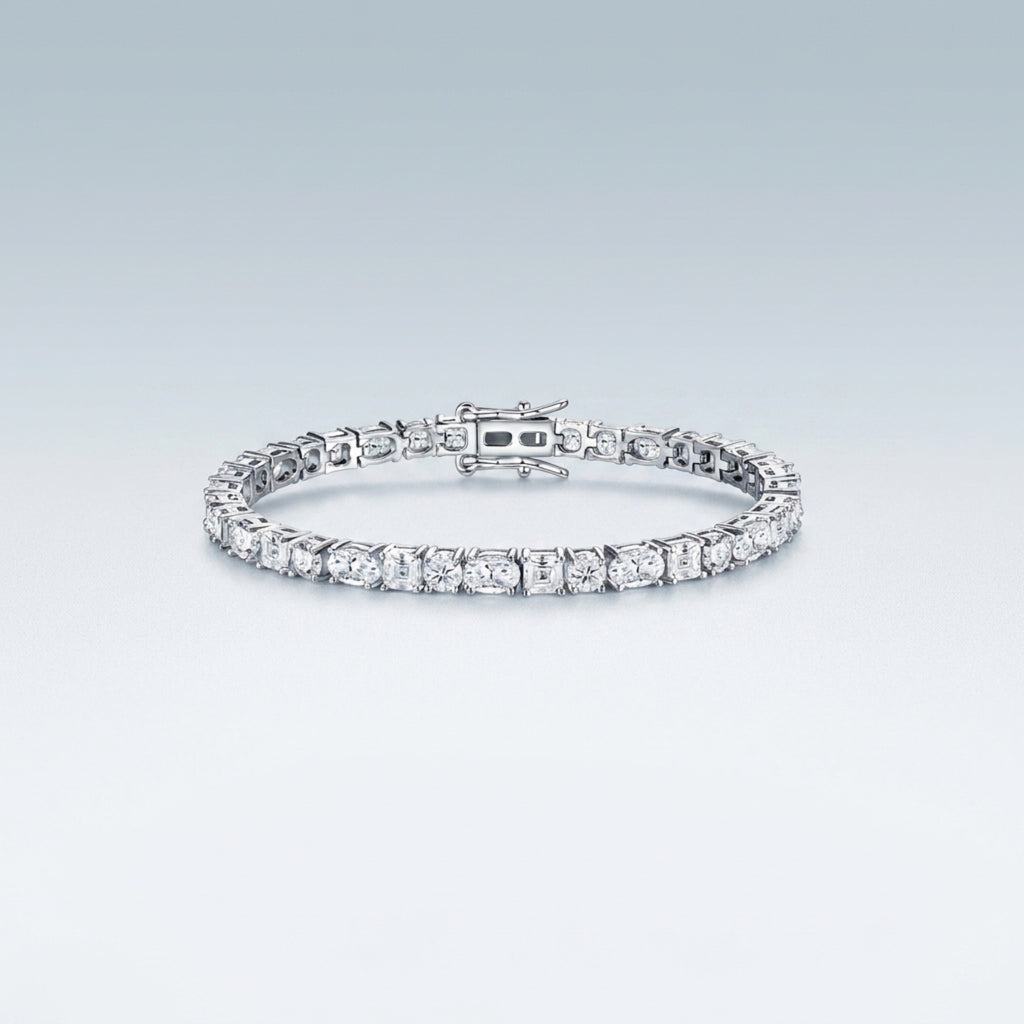 Quadratura Moissanite Tennis Bracelet in Sterling Silver