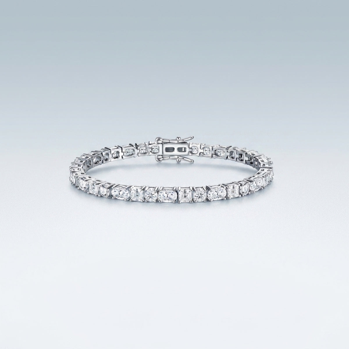 Quadratura Moissanite Tennis Bracelet in Sterling Silver