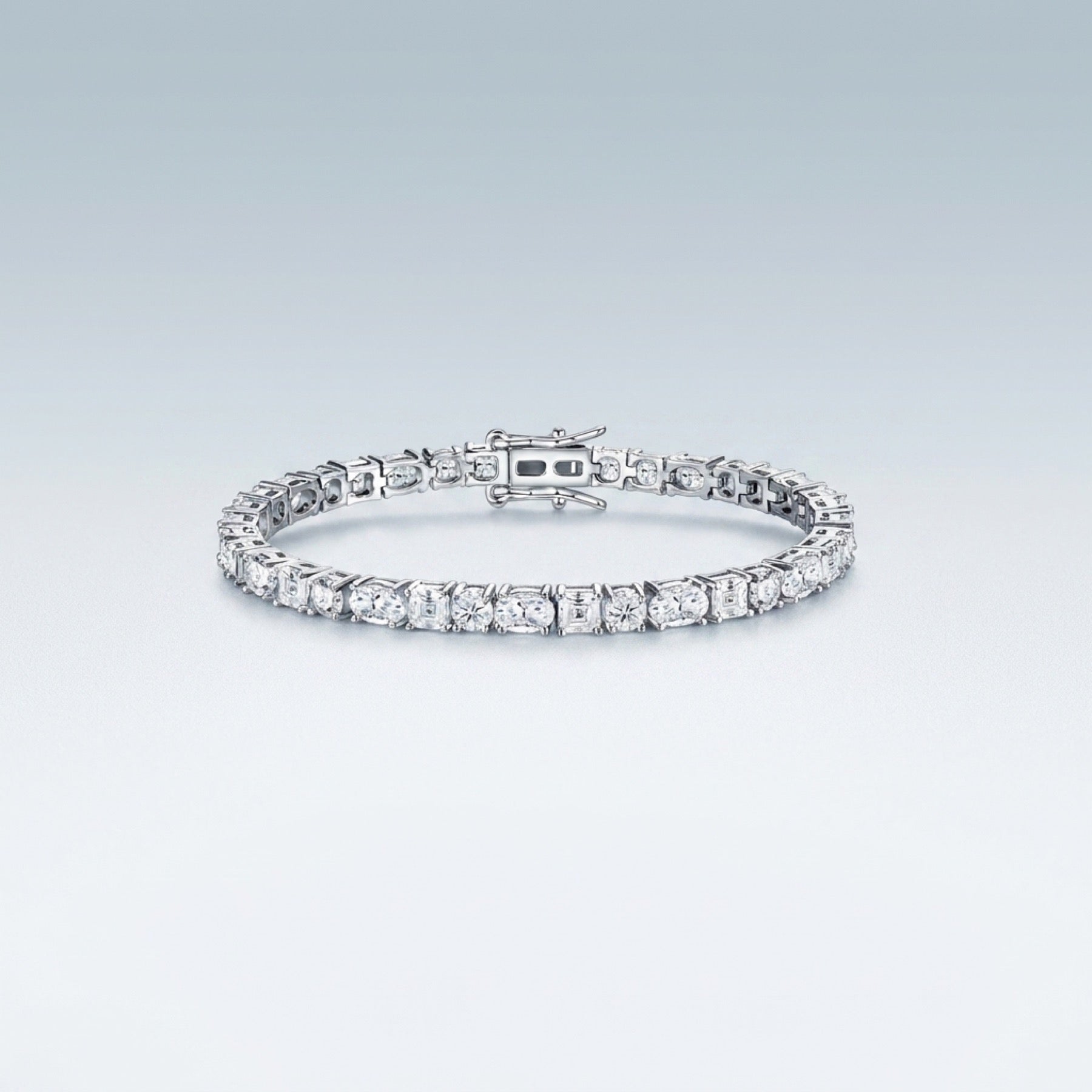 Quadratura Moissanite Tennis Bracelet in Sterling Silver