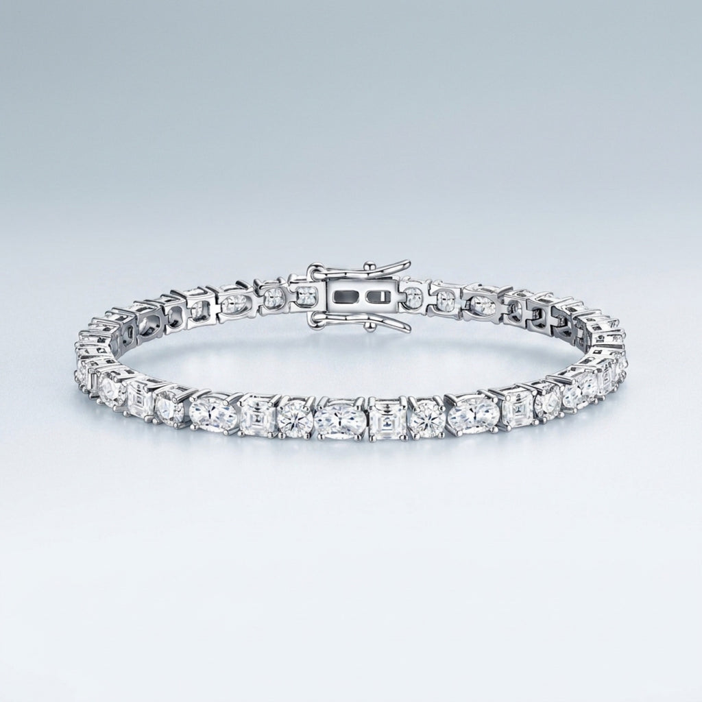 Quadratura Moissanite Tennis Bracelet in Sterling Silver