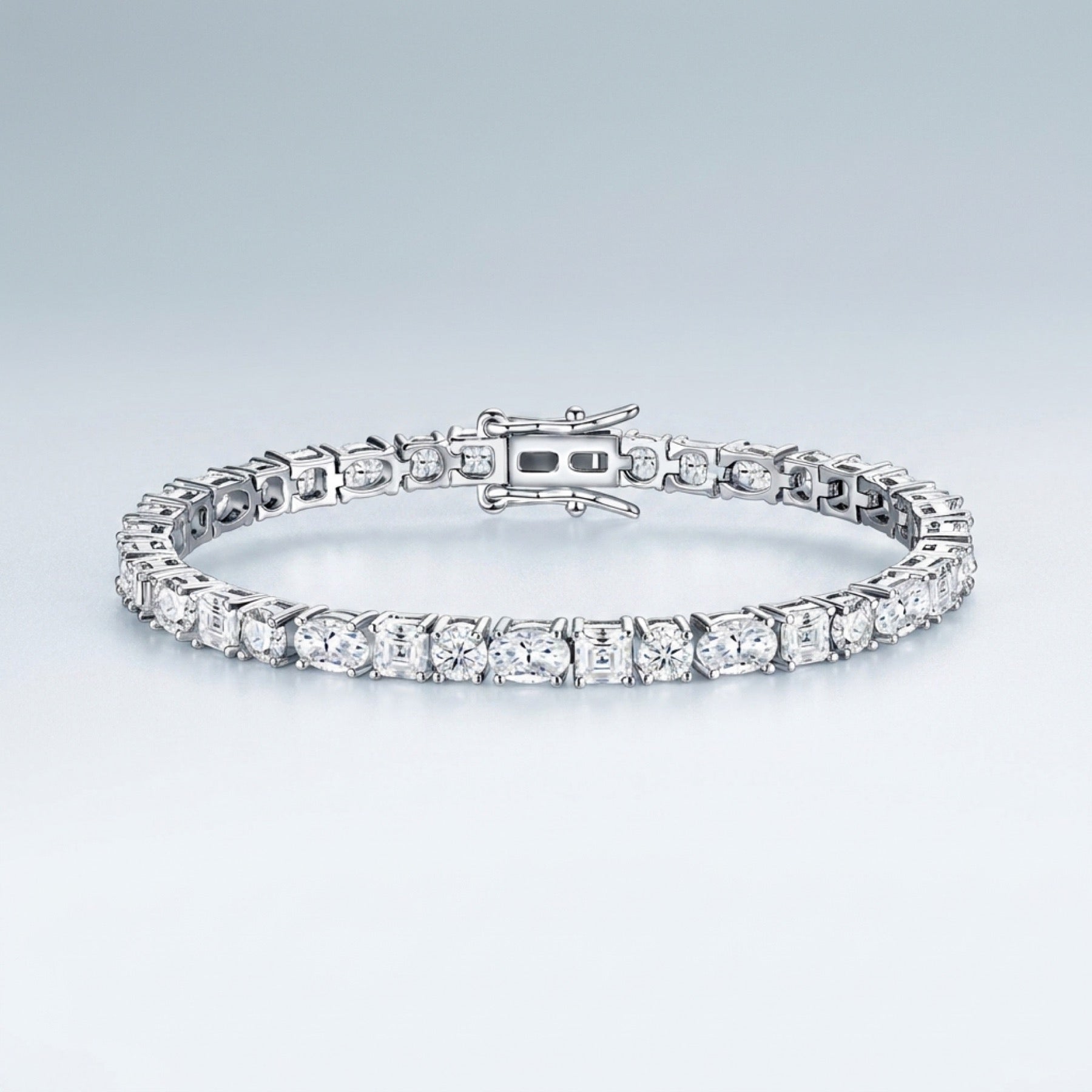 Quadratura Moissanite Tennis Bracelet in Sterling Silver