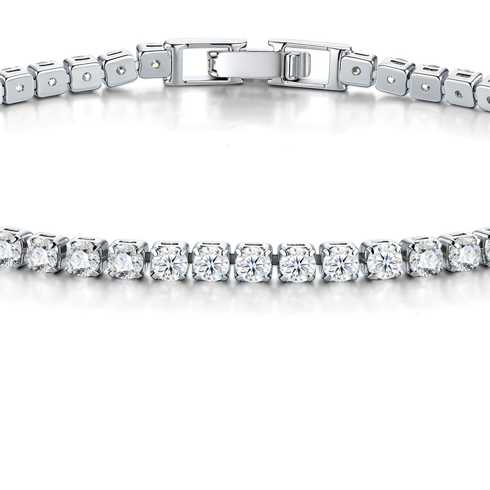 Rotondina Moissanite Tennis Bracelet in Sterling Silver — detail