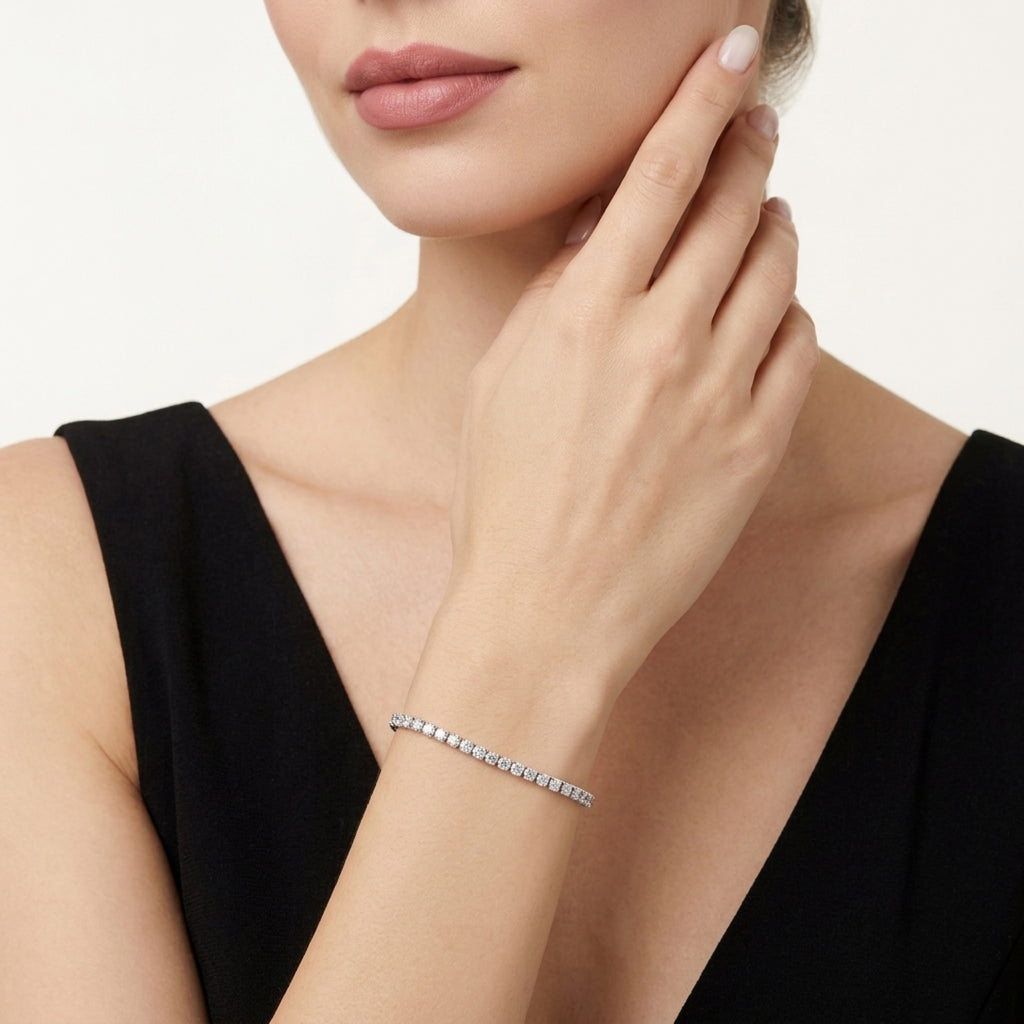 Rotondina Moissanite Tennis Bracelet in Sterling Silver