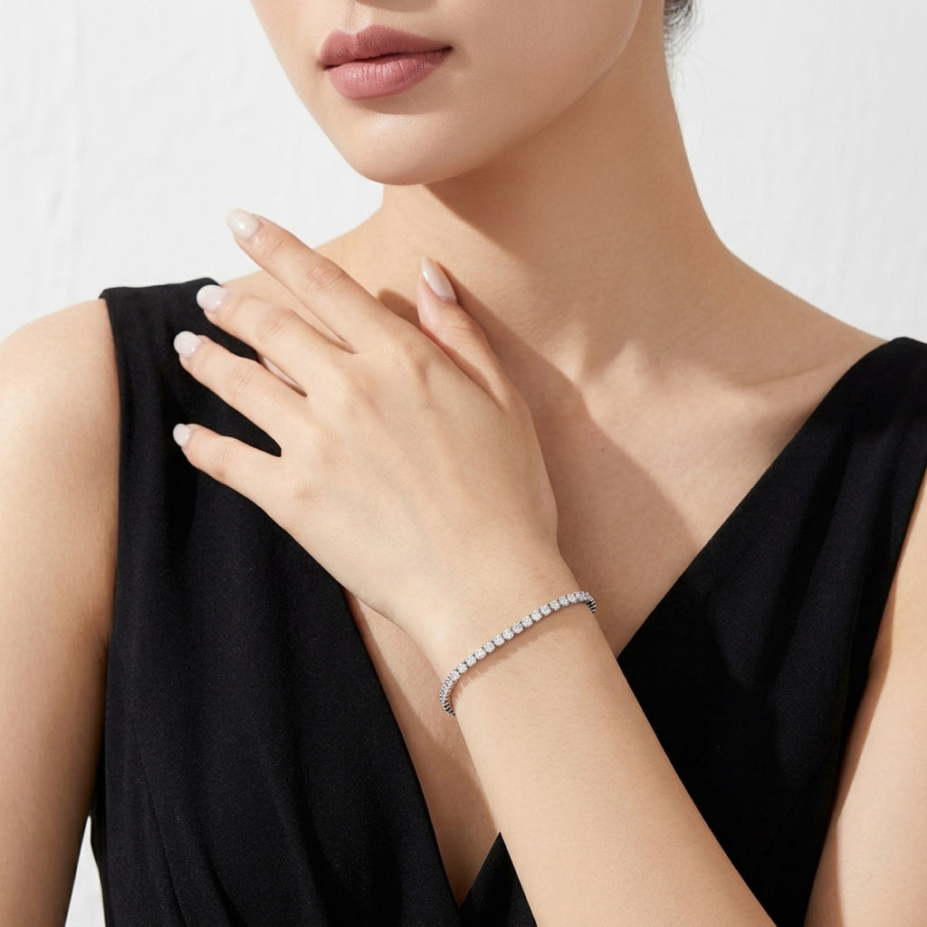 Rotondina Moissanite Tennis Bracelet in Sterling Silver
