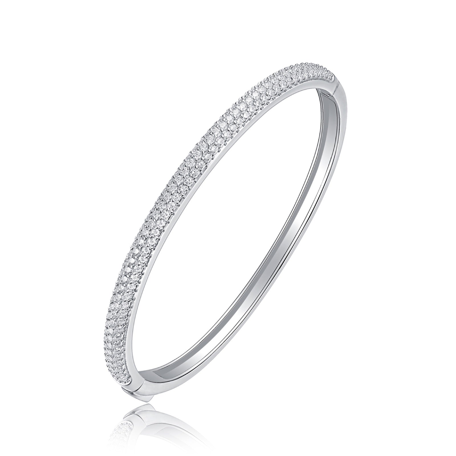 Monologo Moissanite Bangle Bracelet in Sterling Silver