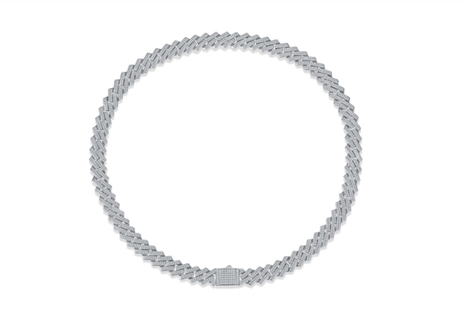 Empire Moissanite Pavé Cuban Link Chain Necklace in Sterling Silver