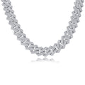 Empire Moissanite Pavé Cuban Link Chain Necklace in Sterling Silver