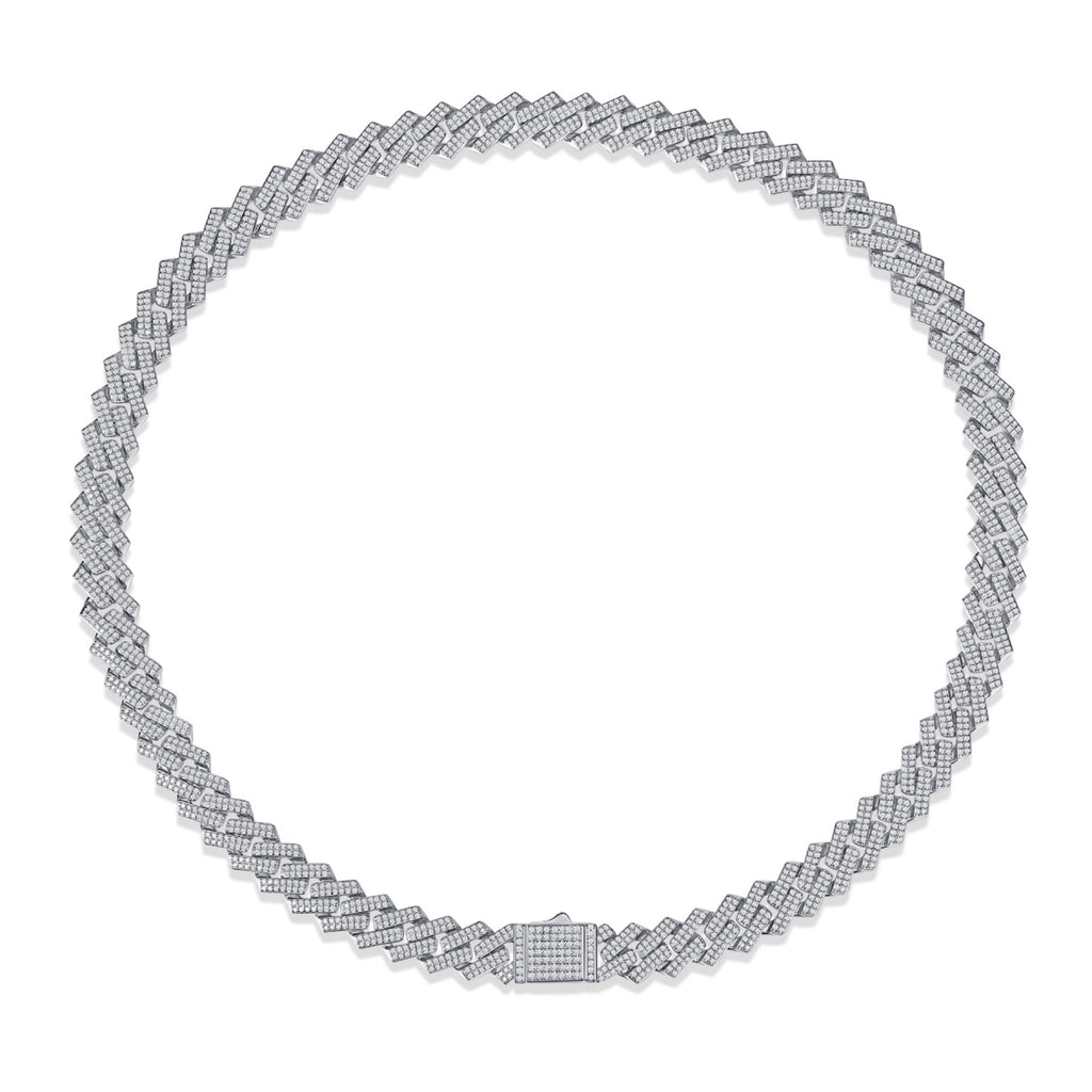 Empire Moissanite Pavé Cuban Link Chain Necklace in Sterling Silver