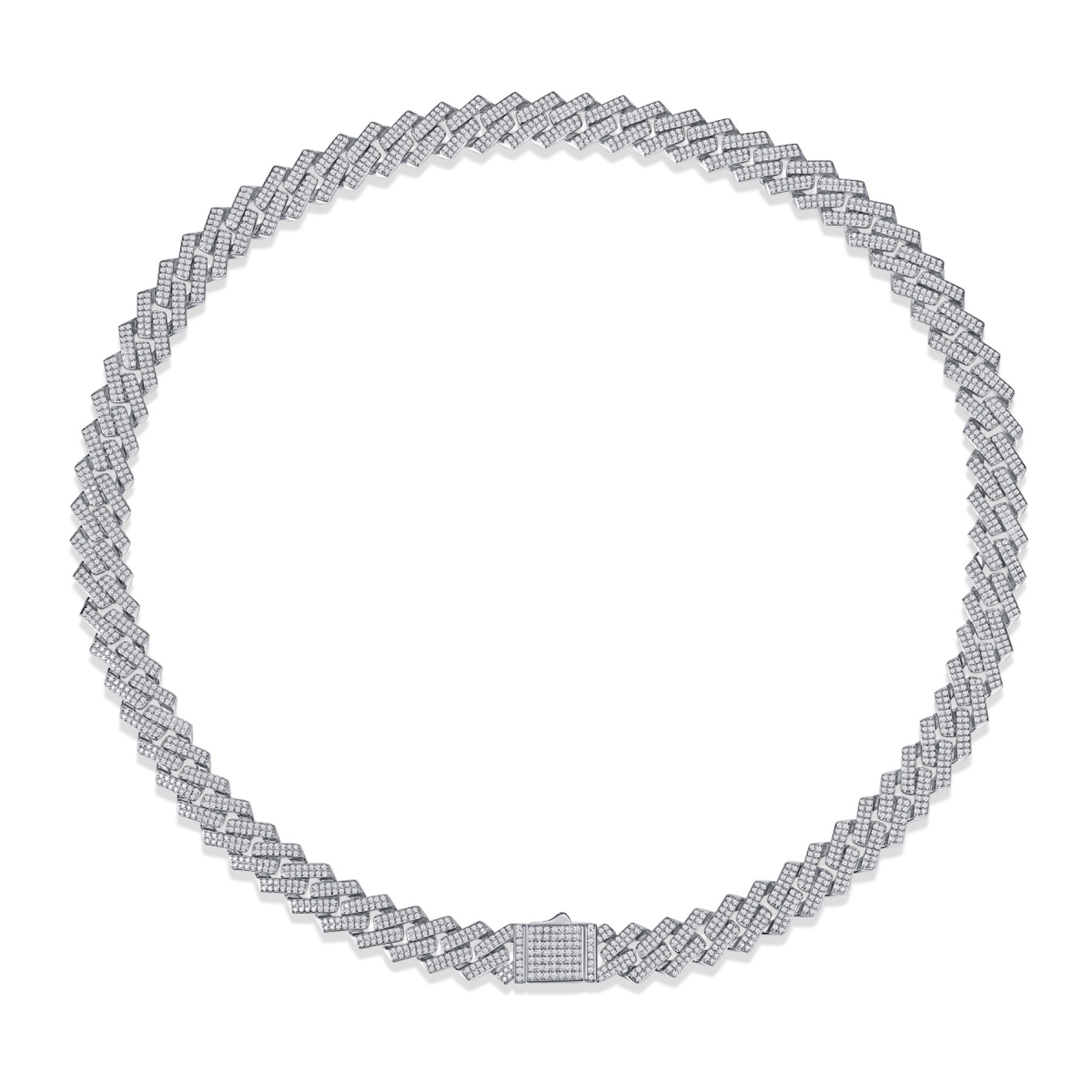 Empire Moissanite Pavé Cuban Link Chain Necklace in Sterling Silver