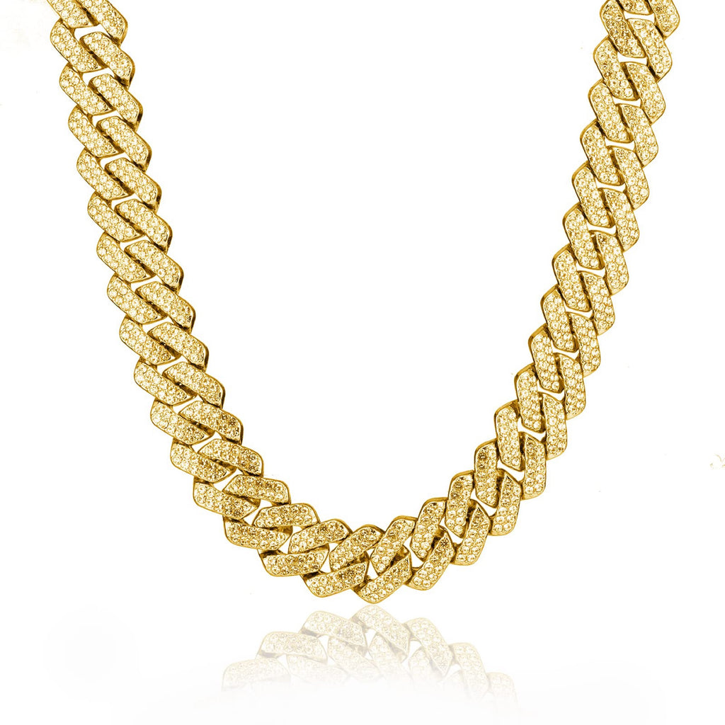 Empire Moissanite Pavé Cuban Link Chain Necklace in Sterling Silver