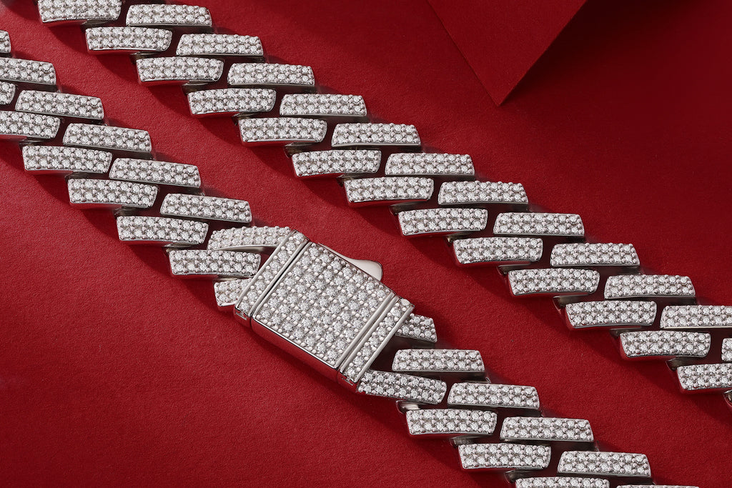 Empire Moissanite Pavé Cuban Link Chain Necklace in Sterling Silver