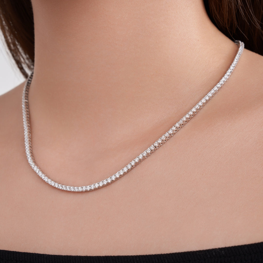 Galaxia Moissanite Tennis Necklace in Sterling Silver