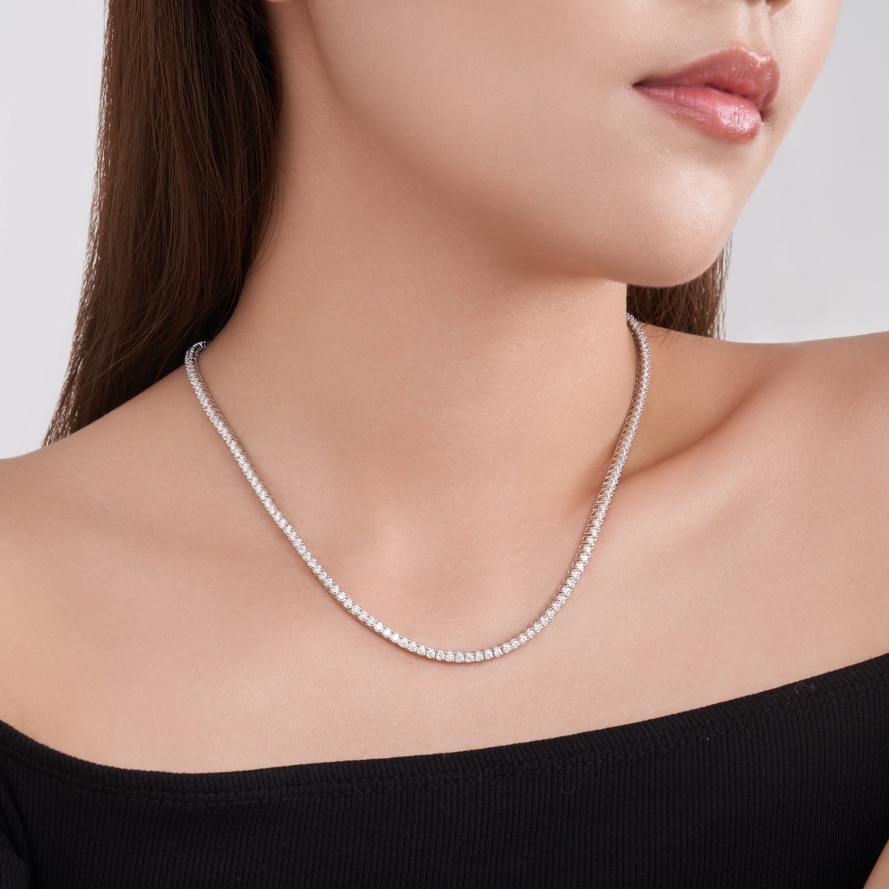 Galaxia Moissanite Tennis Necklace in Sterling Silver