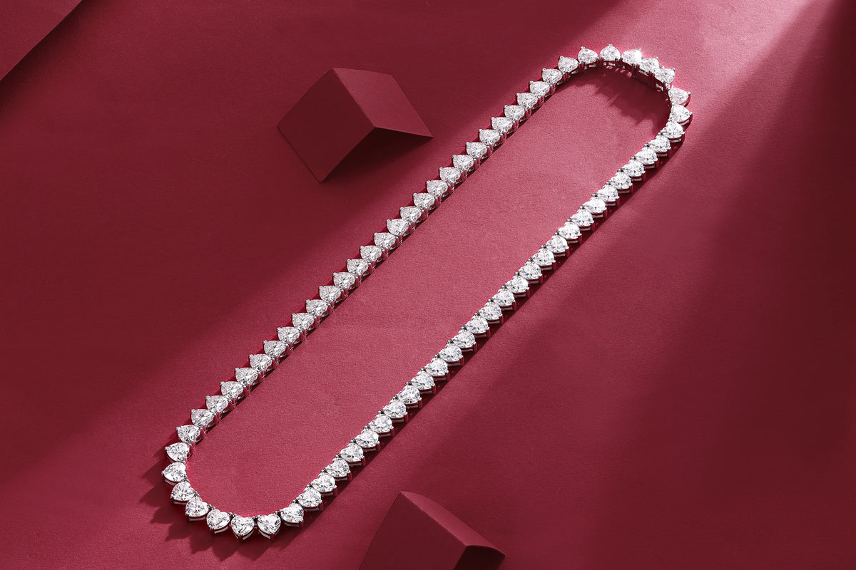 Attrazione 1 Carat Moissanite Tennis Necklace in Sterling Silver, styled product photo