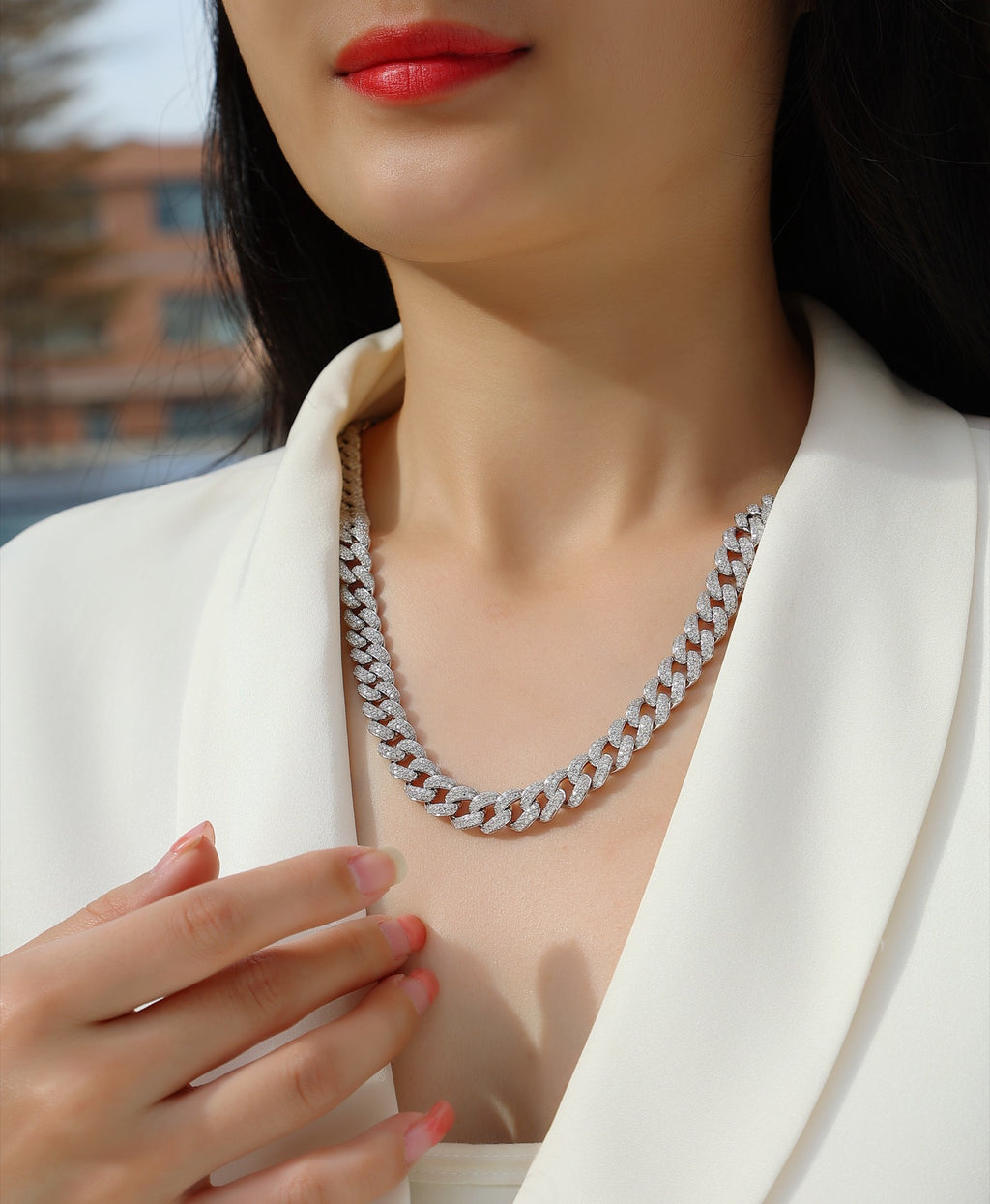 Ghiacciaia Moissanite Tennis Necklace in Sterling Silver