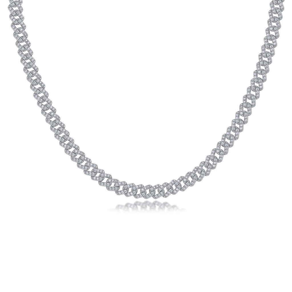 Effimera Moissanite Tennis Necklace in Sterling Silver, product photo on white background
