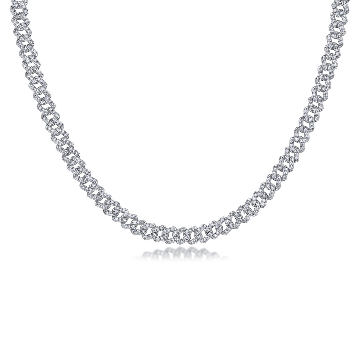 Effimera Moissanite Tennis Necklace in Sterling Silver, product photo on white background