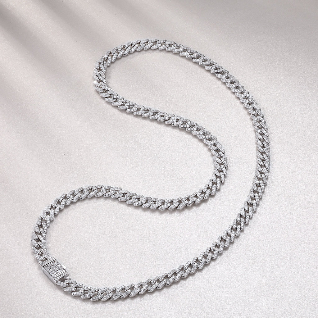 Effimera Moissanite Tennis Necklace in Sterling Silver, styled product photo