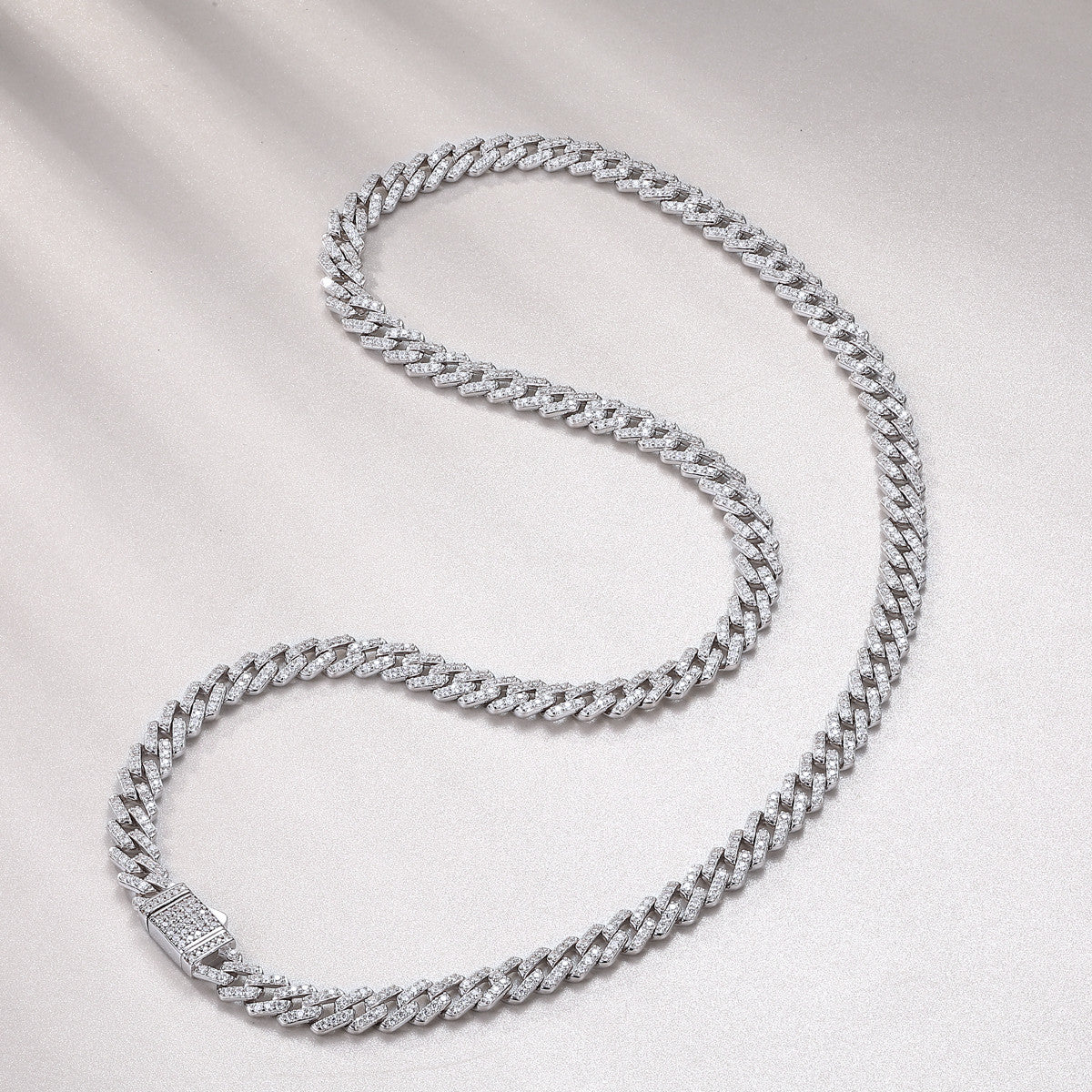 Effimera Moissanite Tennis Necklace in Sterling Silver, styled product photo