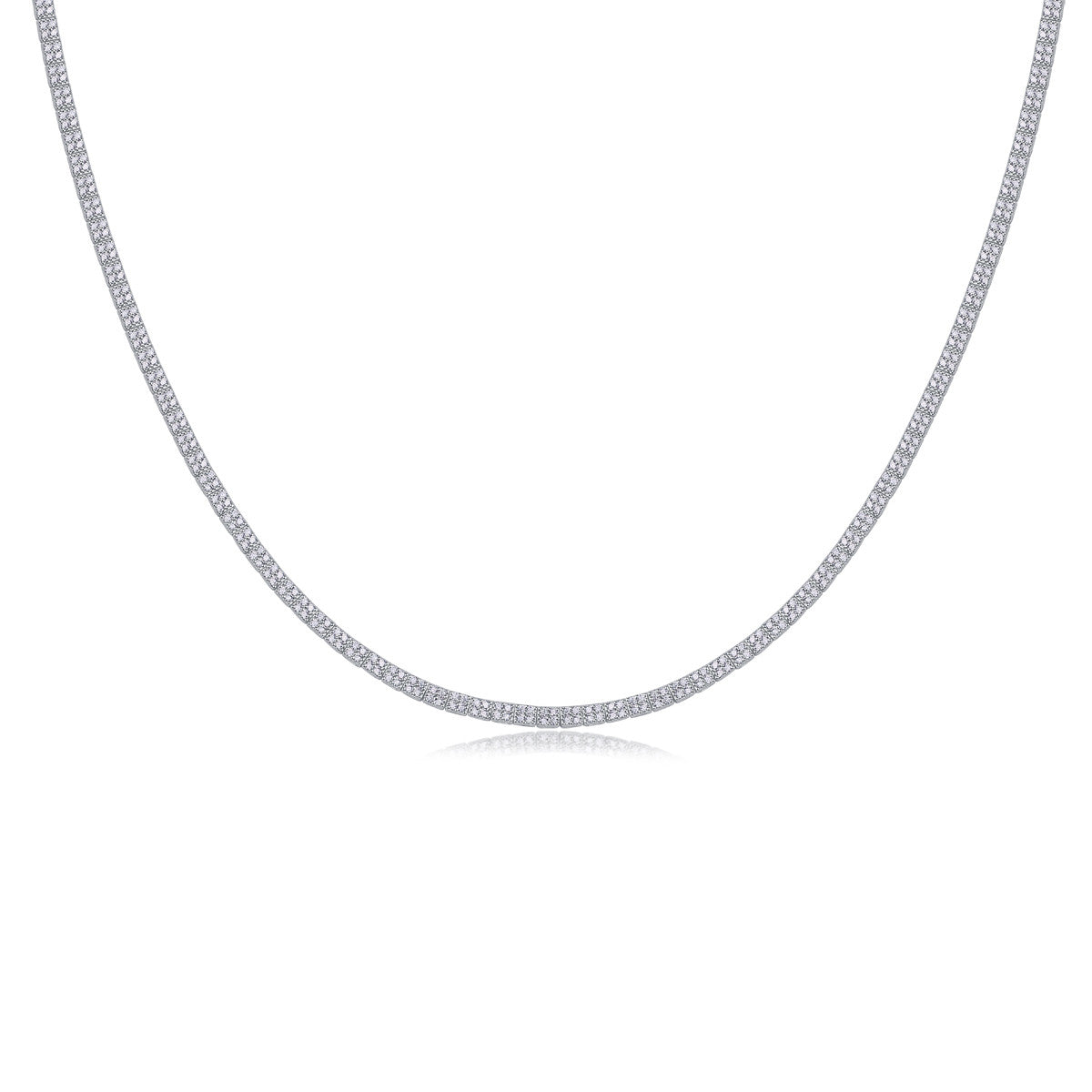 Lago Moissanite Collar Necklace in Sterling Silver, product photo on white background