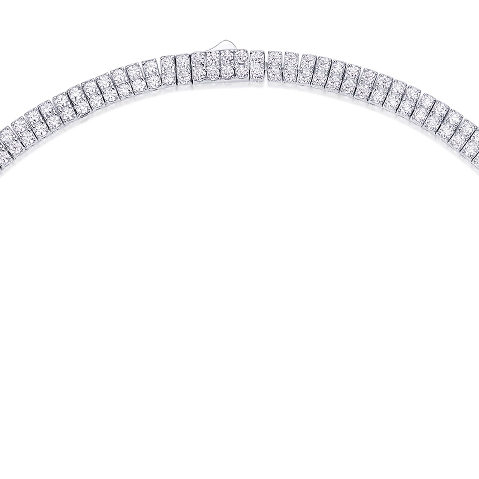 Circonia Moissanite Tennis Necklace in Sterling Silver — detail