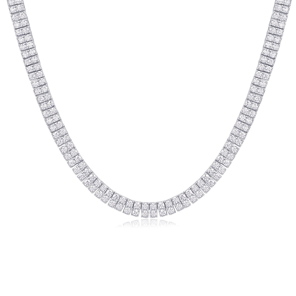 Circonia Moissanite Tennis Necklace in Sterling Silver, product photo on white background
