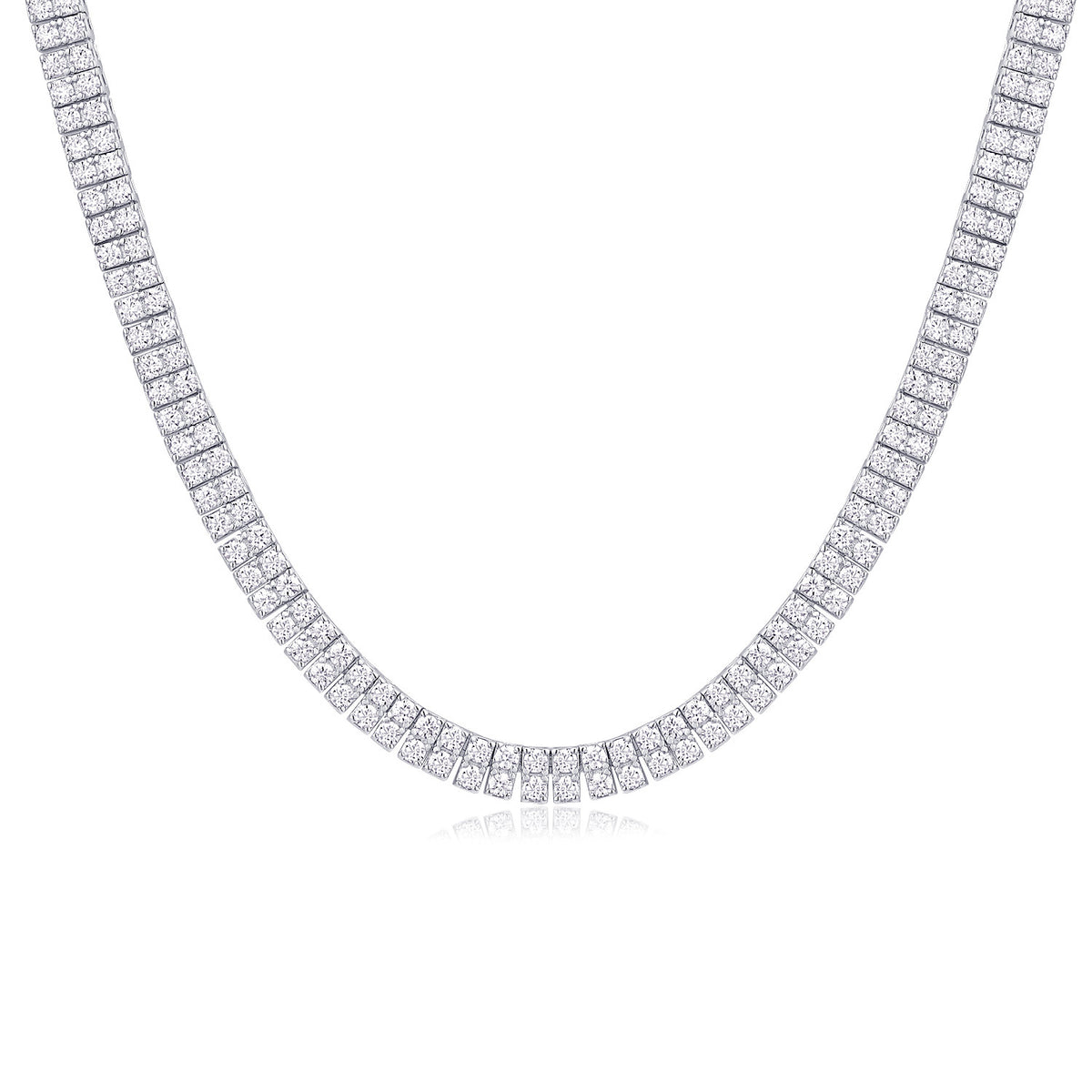 Circonia Moissanite Tennis Necklace in Sterling Silver, product photo on white background