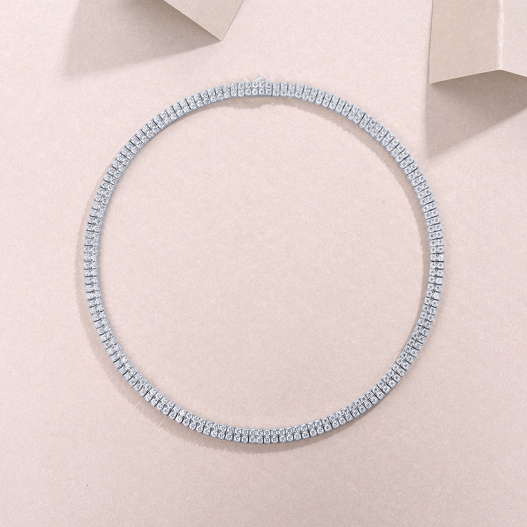 Circonia Moissanite Tennis Necklace in Sterling Silver, styled product photo