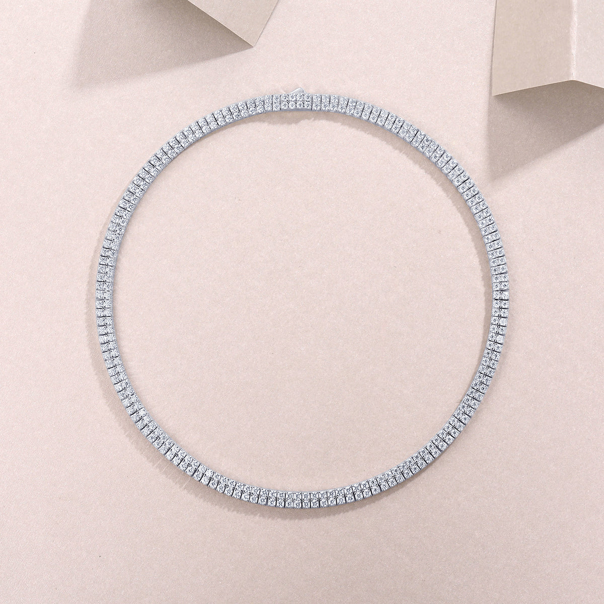 Circonia Moissanite Tennis Necklace in Sterling Silver, styled product photo
