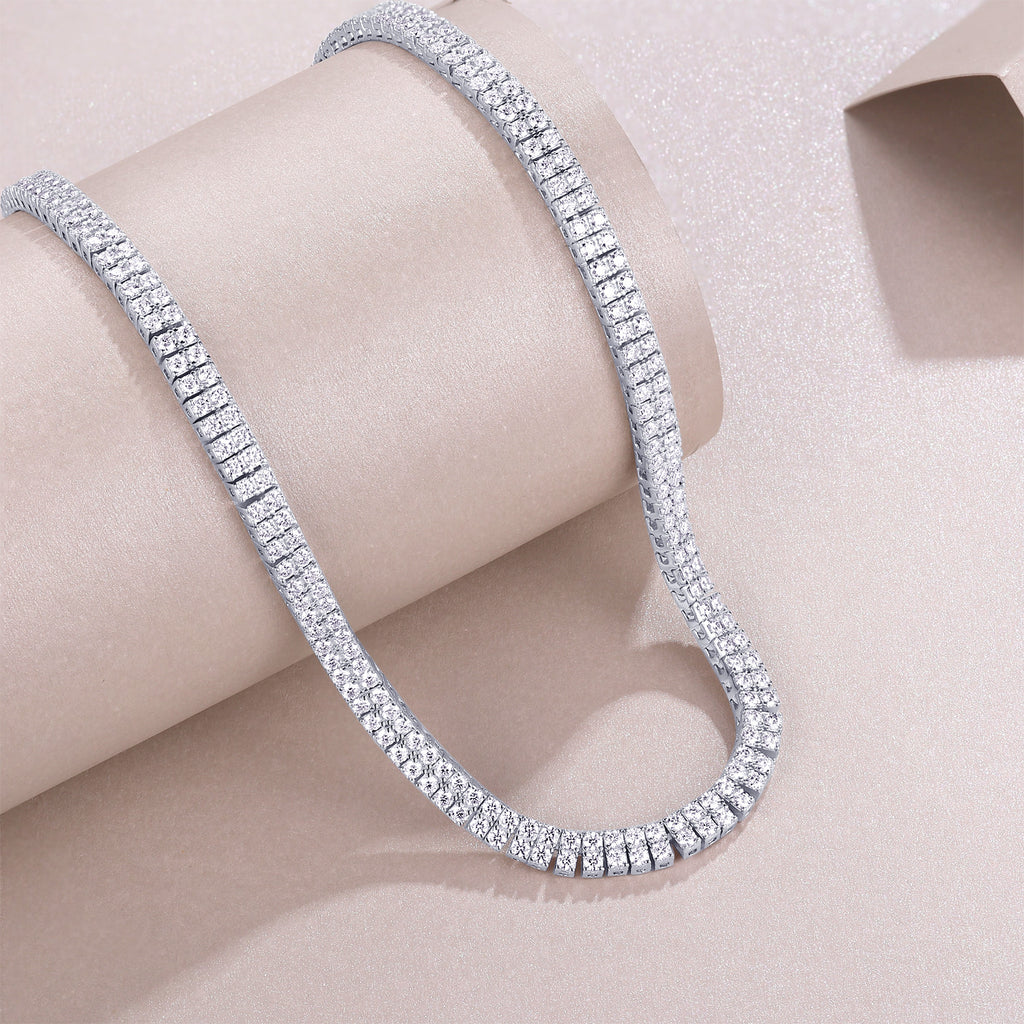 Circonia Moissanite Tennis Necklace in Sterling Silver, styled product photo