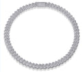 Monarch Moissanite Pavé Prong Cuban Link Chain Necklace in Sterling Silver