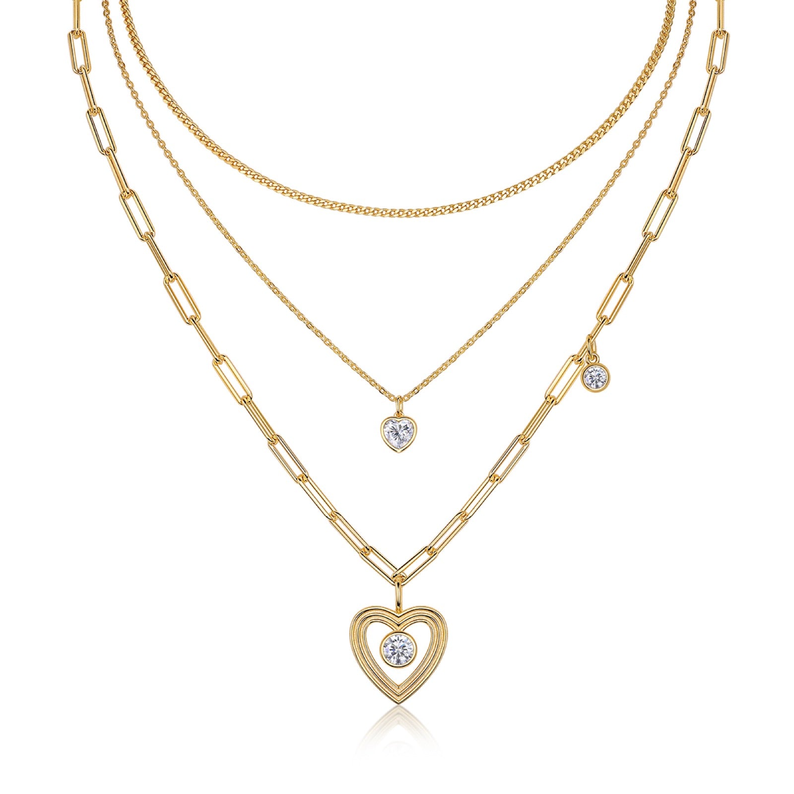 Riflesso 1 Carat Moissanite Layered Necklace in Gold-Tone Sterling Silver