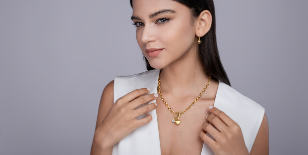 Meteora Moissanite Chain Necklace in Gold-Tone Sterling Silver