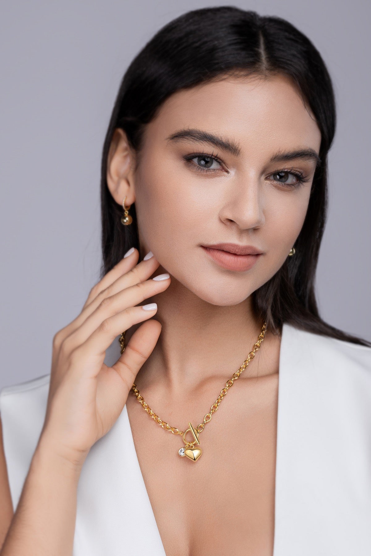 Meteora Moissanite Chain Necklace in Gold-Tone Sterling Silver