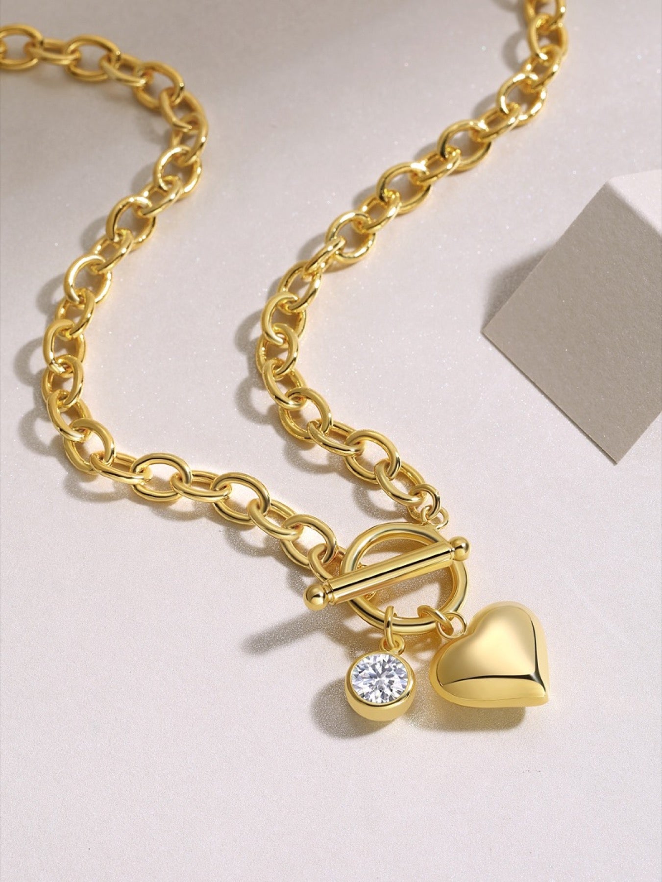 Meteora Moissanite Chain Necklace in Gold-Tone Sterling Silver