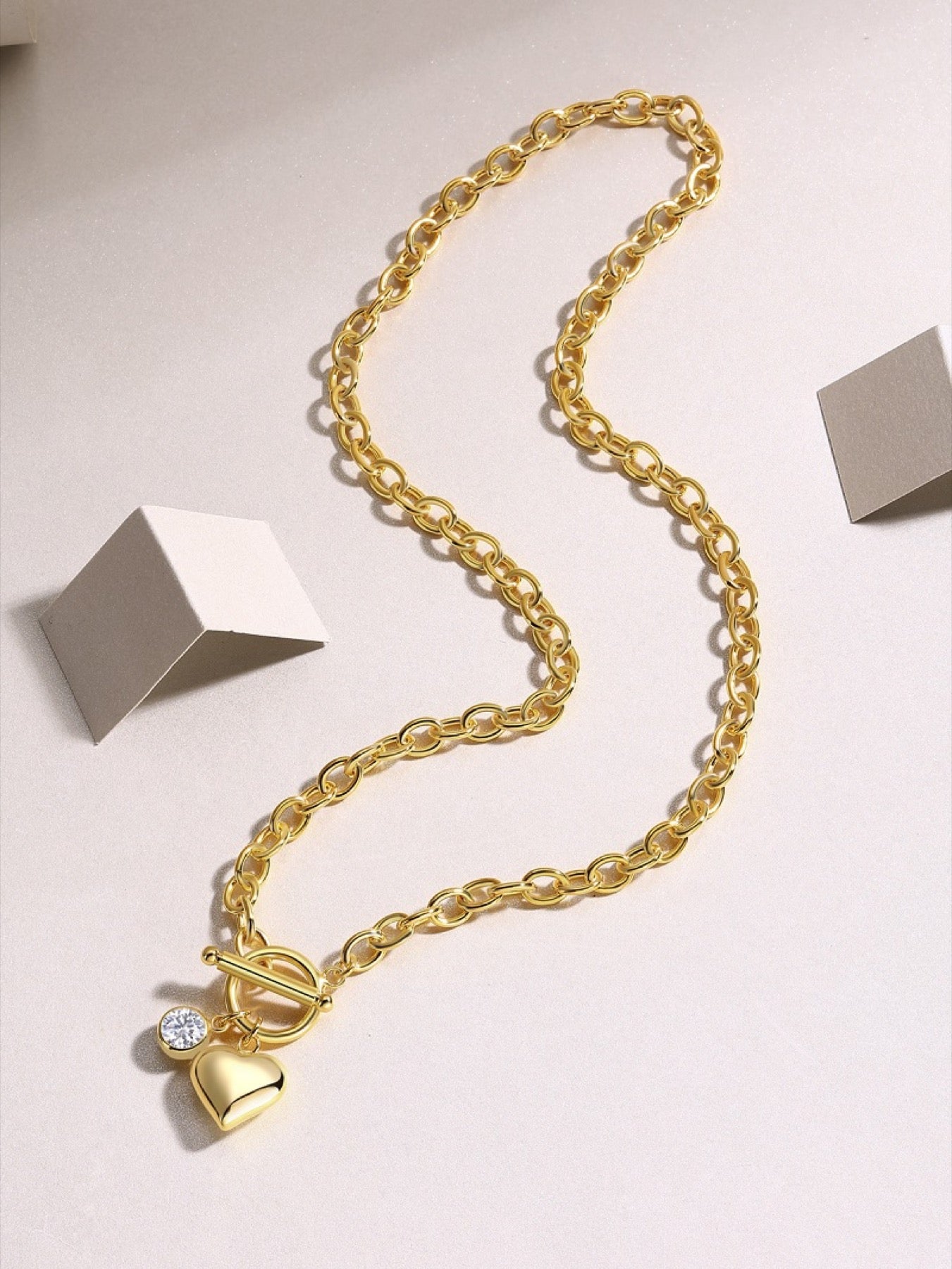 Meteora Moissanite Chain Necklace in Gold-Tone Sterling Silver