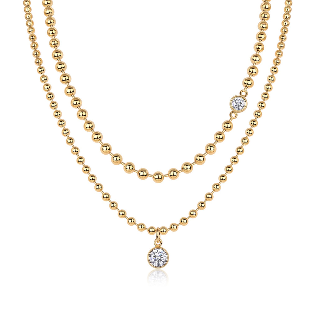 Perlata 1 Carat Moissanite Beaded Necklace in Gold-Tone Sterling Silver