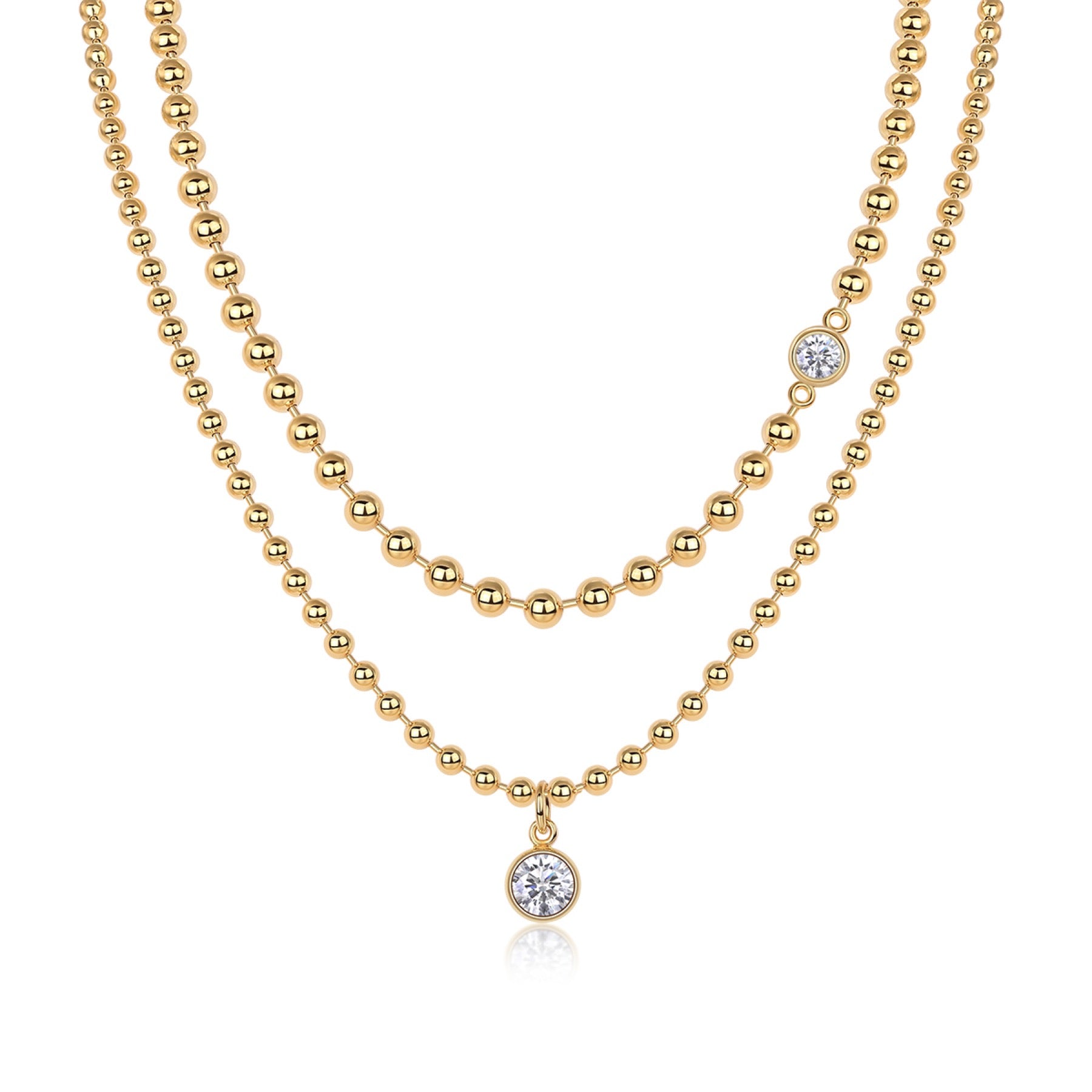 Perlata 1 Carat Moissanite Beaded Necklace in Gold-Tone Sterling Silver