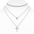 Aureocroce Moissanite Layered Necklace in Sterling Silver