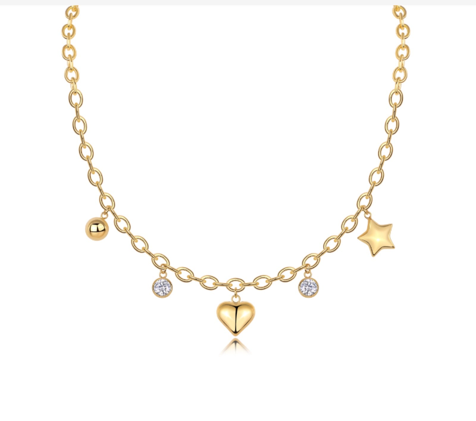Ciondoli Moissanite Charm Necklace in Gold-Tone Sterling Silver