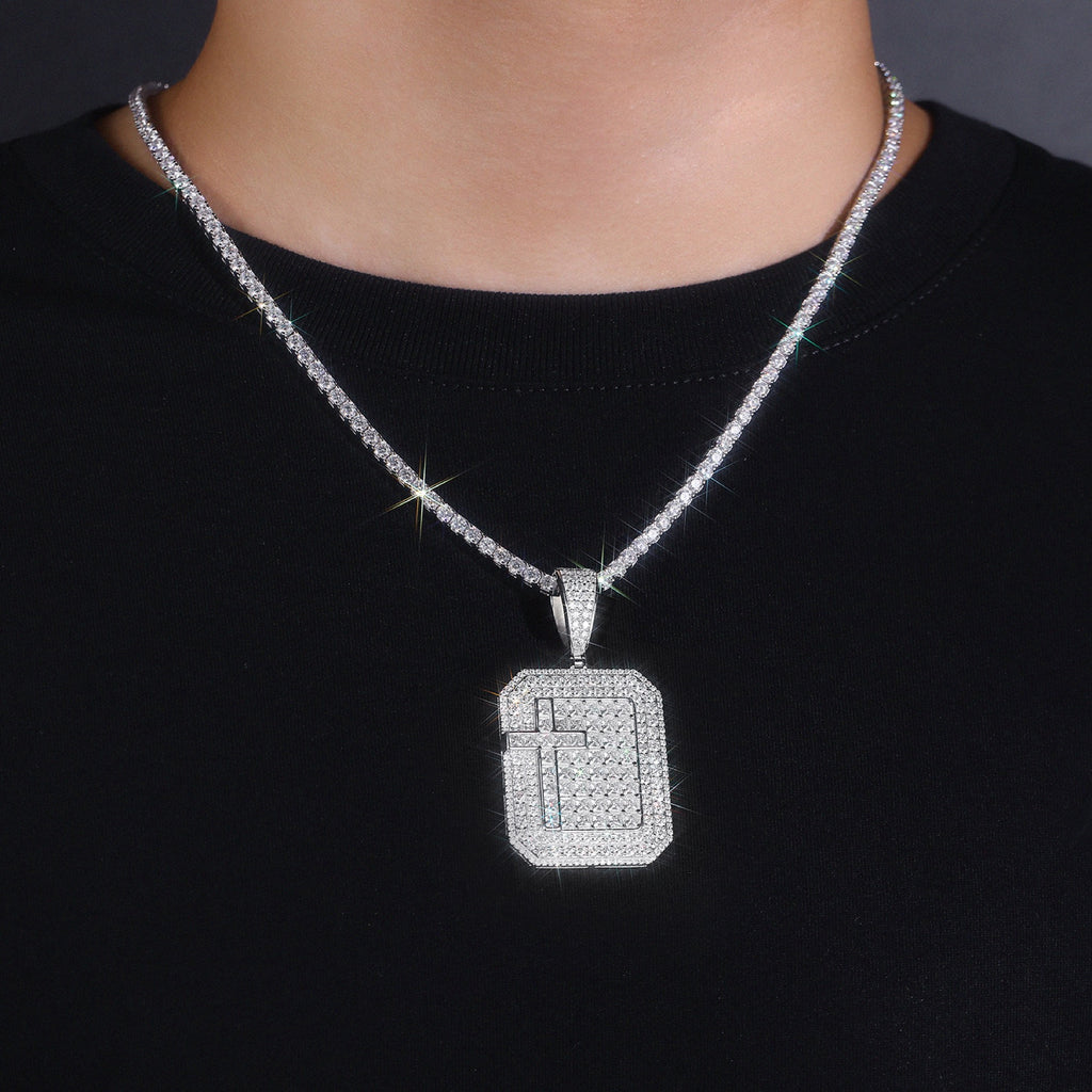 Tavoletta Moissanite Pendant Necklace in Sterling Silver