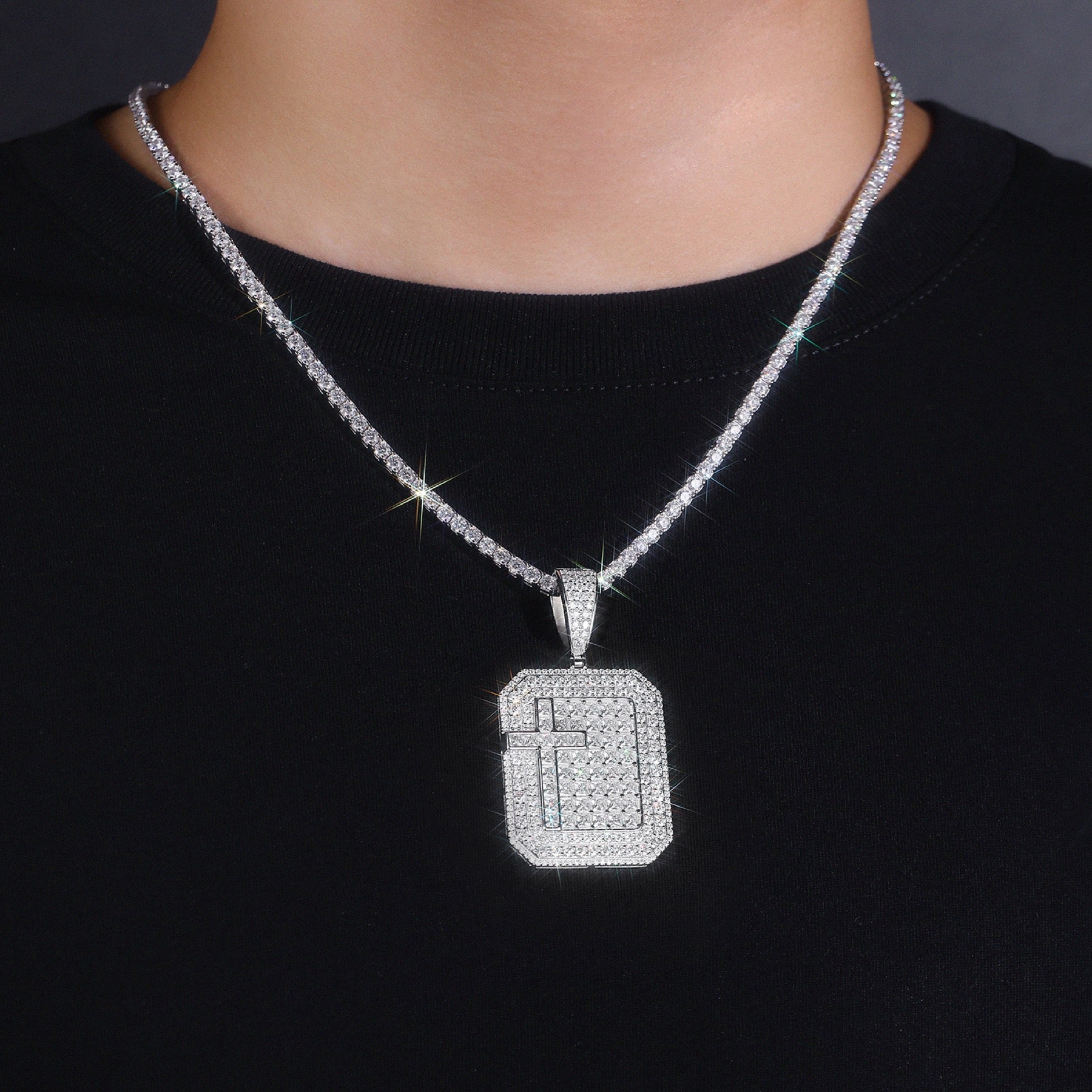 Tavoletta Moissanite Pendant Necklace in Sterling Silver