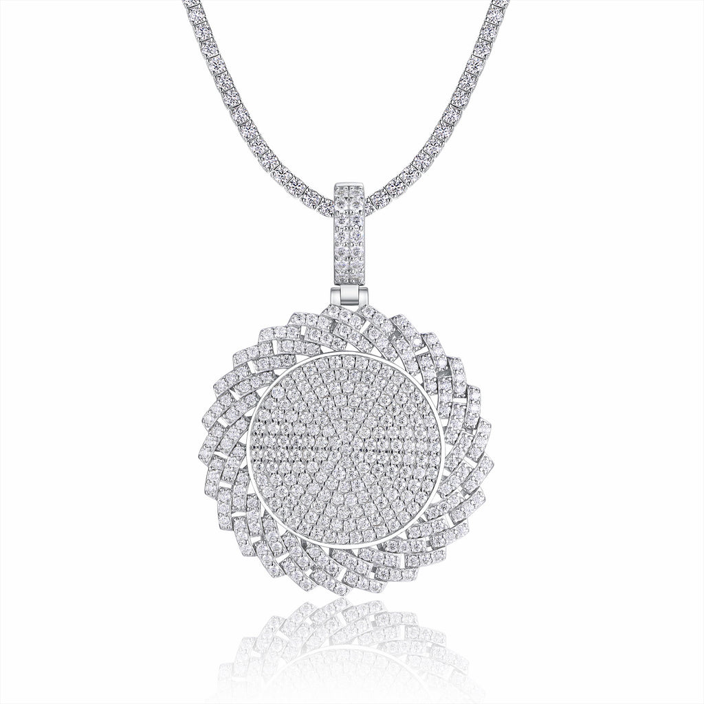 Raggiato Moissanite Medallion Necklace in Sterling Silver