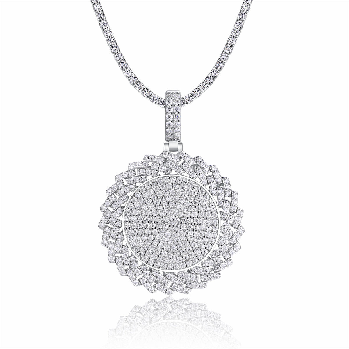 Raggiato Moissanite Medallion Pendant in Sterling Silver