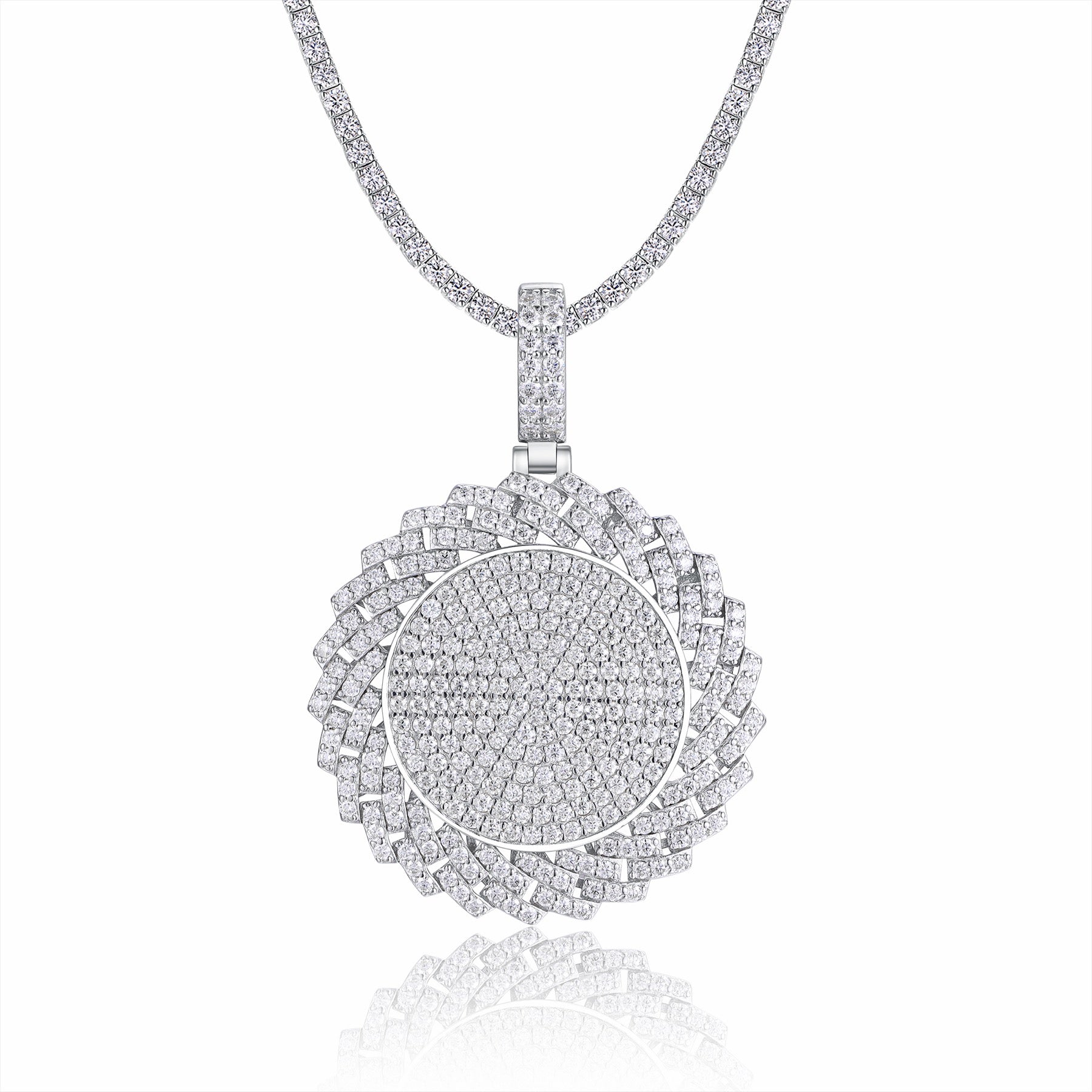 Raggiato Moissanite Medallion Necklace in Sterling Silver